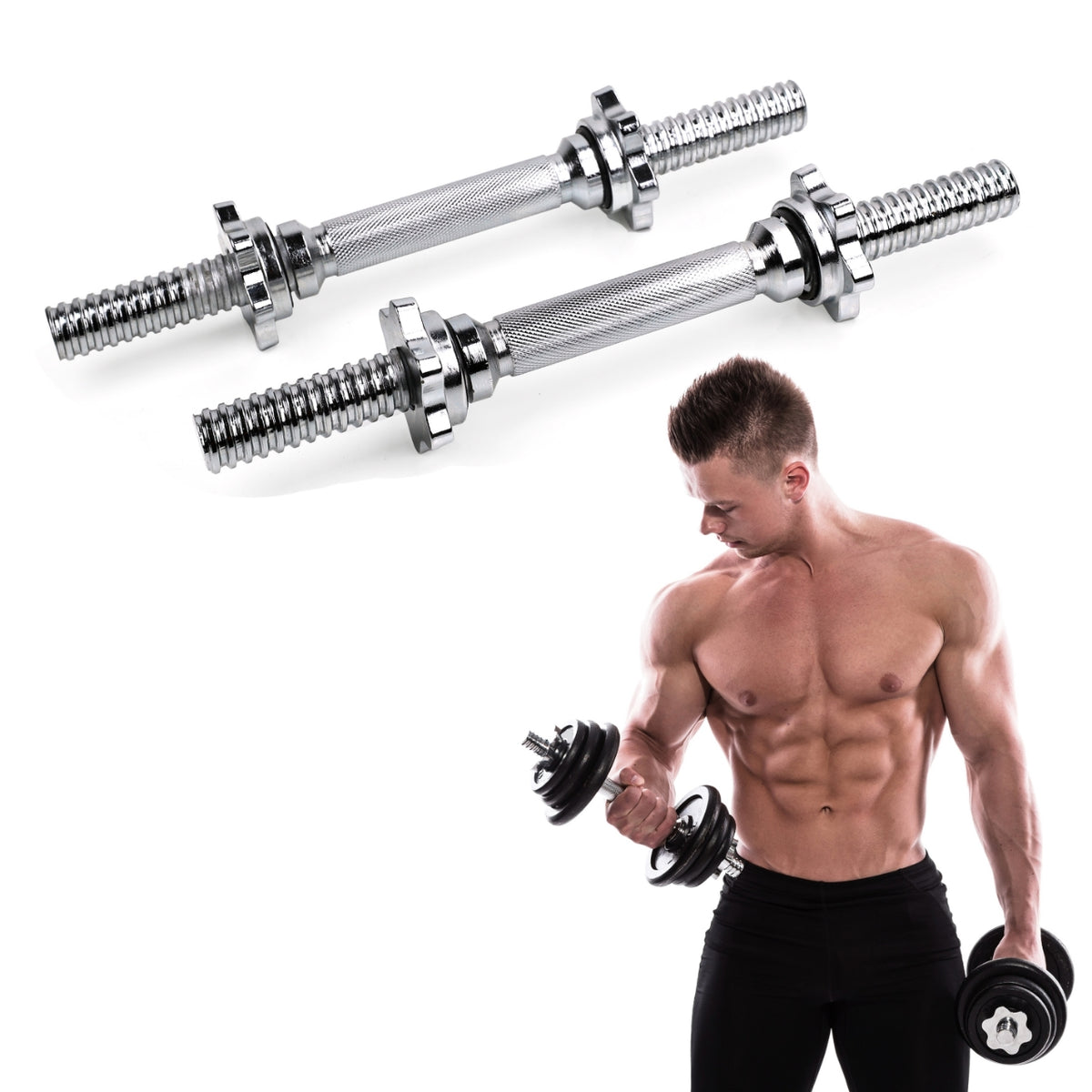 ウエイトトレーニング Dumbell XPRT Fitness Threaded Dumbbell Handles Pair | Chrome / Black