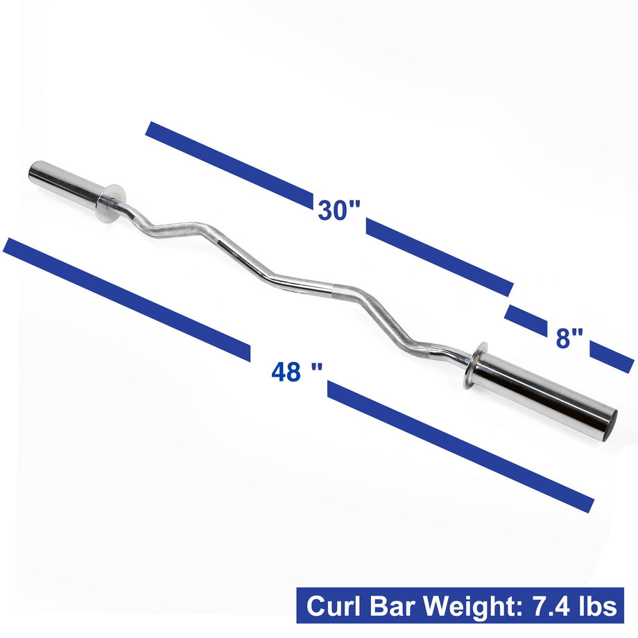 XPRT Fitness Olympic Curl Bar & Dumbbell Handle Set | Chrome Steel