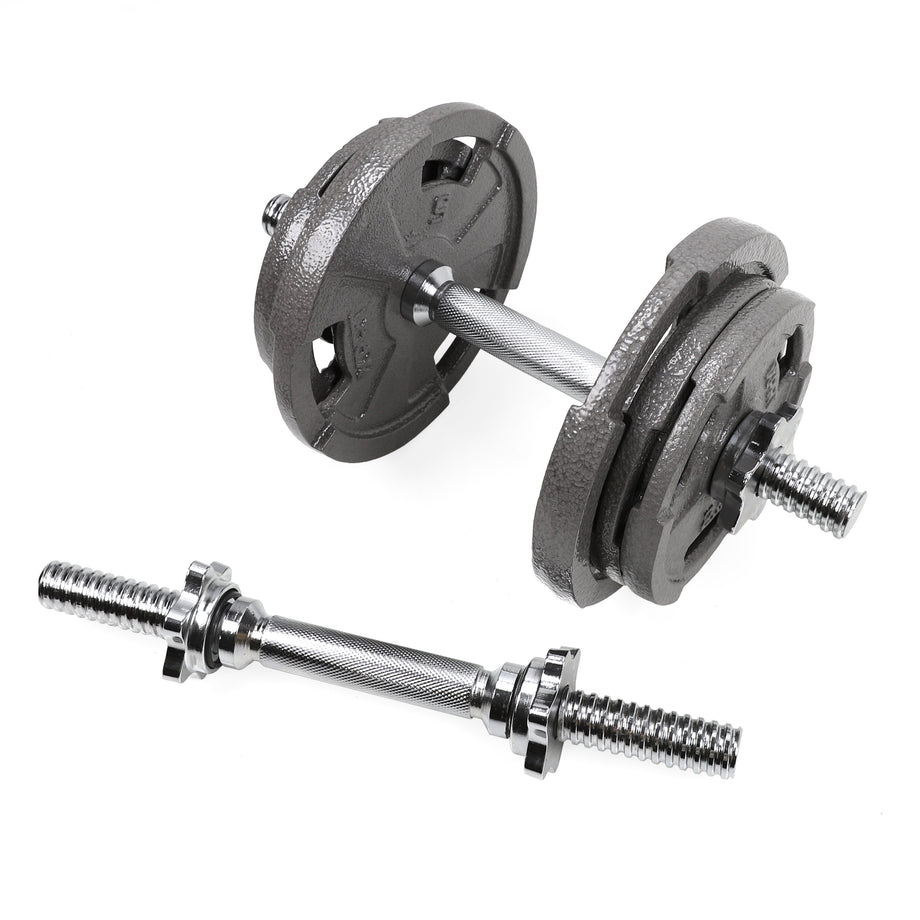 XPRT Fitness Threaded Dumbbell Handles Pair | Chrome / Black