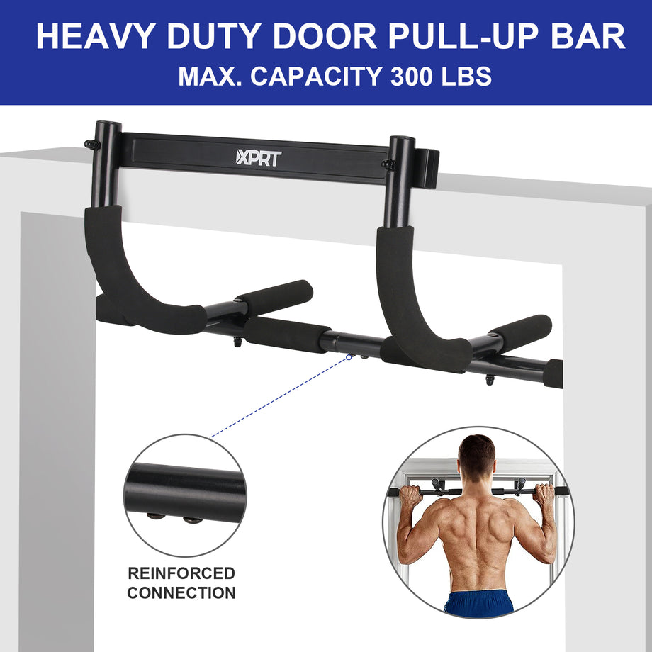 XPRT Fitness Doorway Pull Up Bar - Heavy Duty 300lb Capacity Multi-Gri