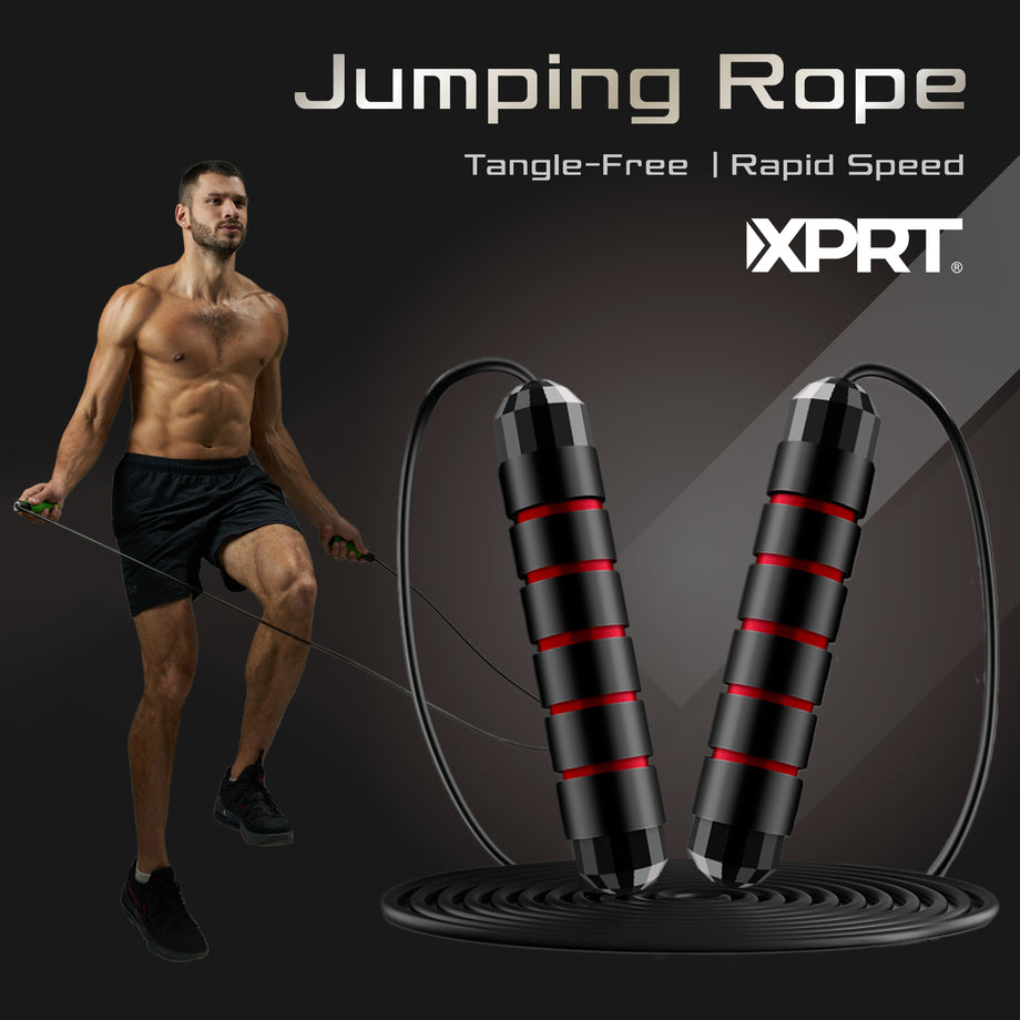 XPRT Fitness Pro Jump Rope Tangle-Free with Ball Bearings, Adjustable  13ft Cable, Memory Foam Handles Speed Rope for Fitness, Cross Training, 