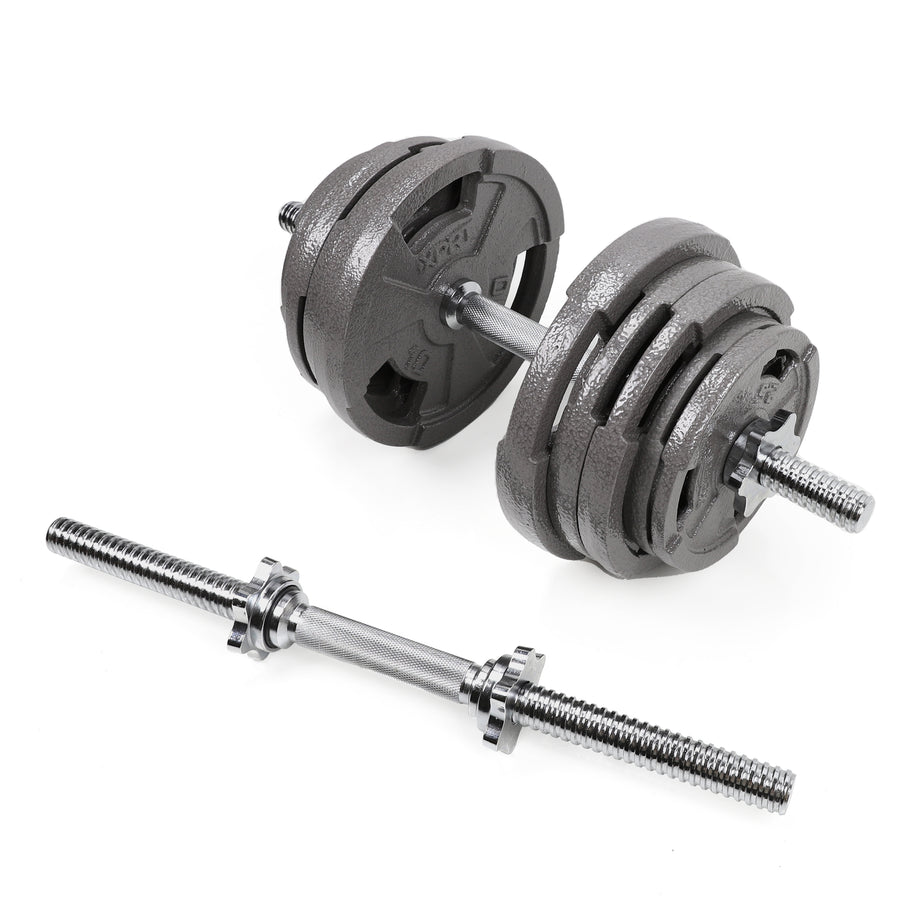 XPRT Fitness Threaded Dumbbell Handles Pair | Chrome / Black