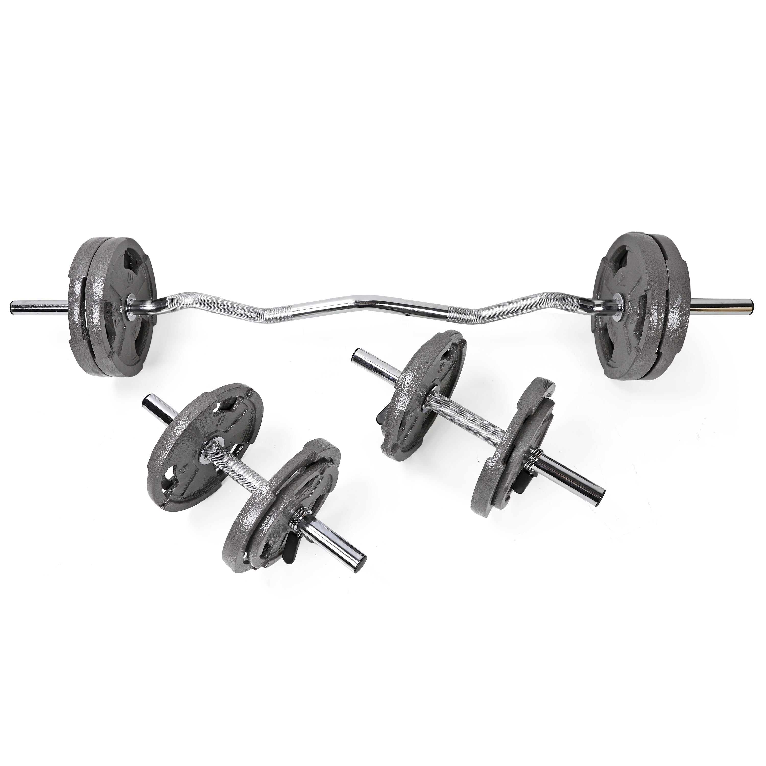 Curl Handle XPRT Fitness Hollow Standard Curl Bar and Dumbbell Handle Set with Spr