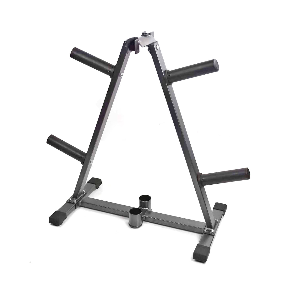 XPRT Fitness Olympic Weight Plate & Barbell Storage Rack Stand - 700lbs Capacity, Fits 2"/1" Plates, Double Bar Holder with Lock Pin - XPRT Fitness
