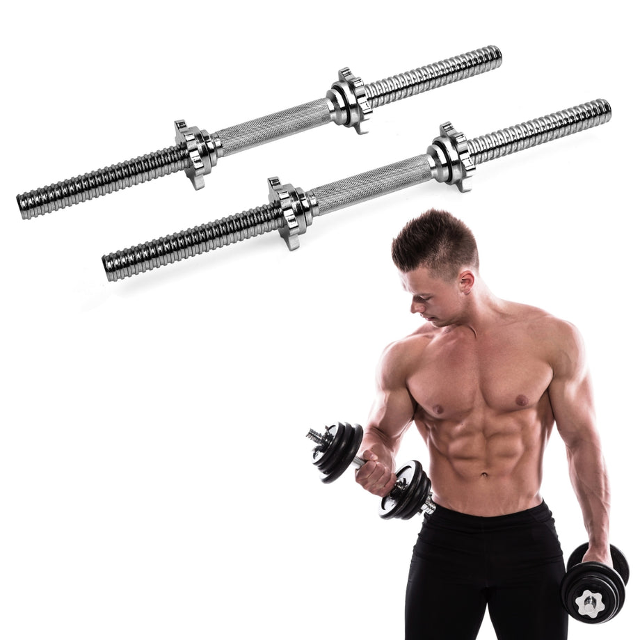 XPRT Fitness Threaded Dumbbell Handles Pair | Chrome / Black