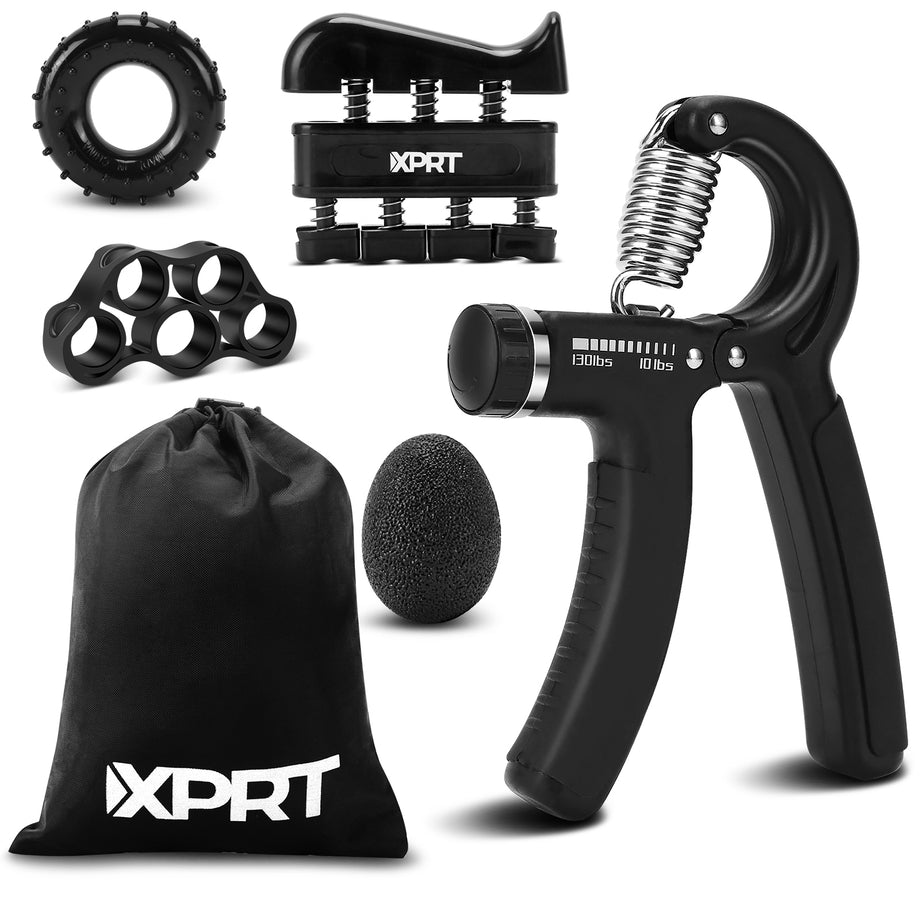 XPRT Grip Strength Training Kit – Adjustable Hand Gripper 11-132 lbs 5-Piece Set for Hand, Finger & Forearm Workout
