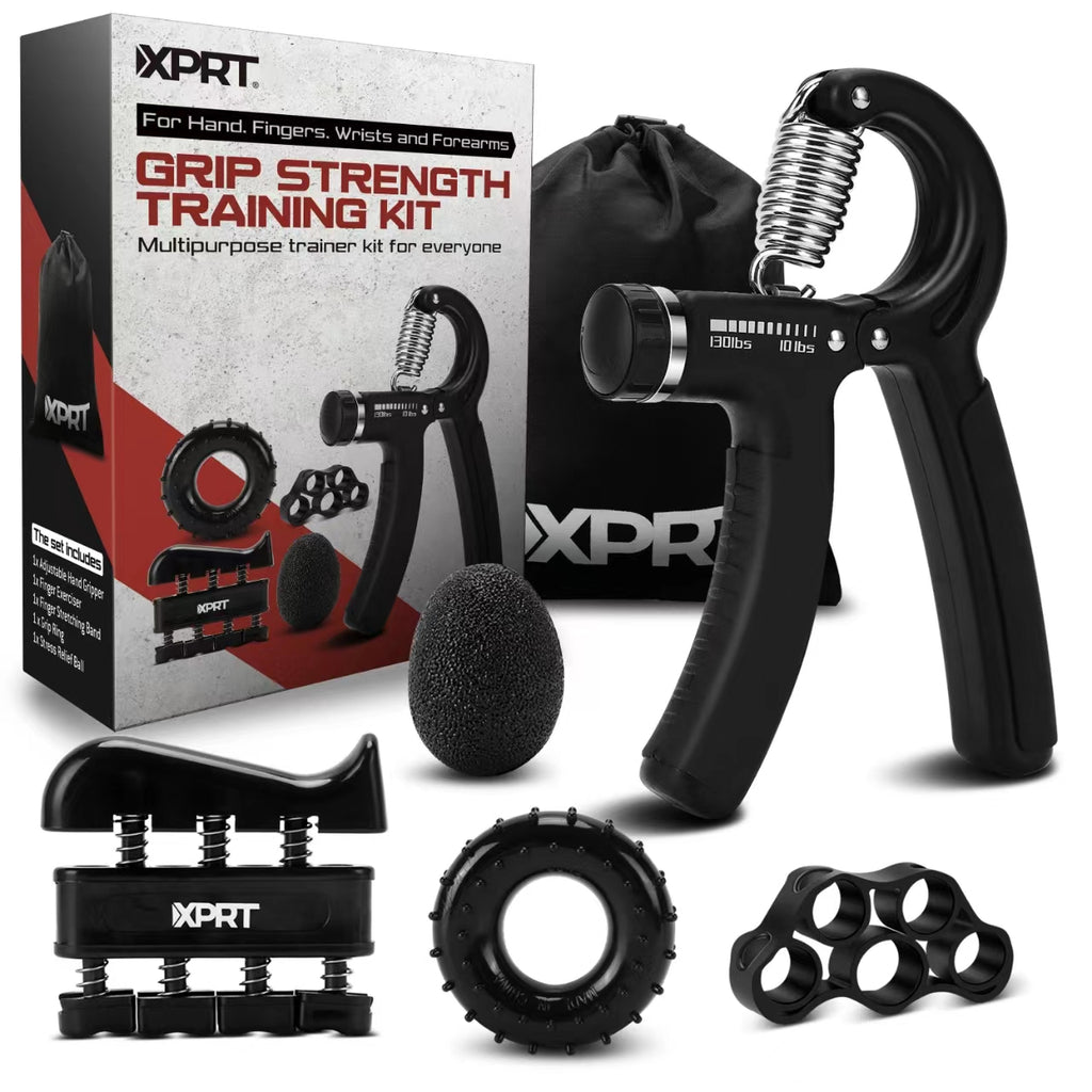 XPRT Grip Strength Training Kit – Adjustable Hand Gripper 11-132 lbs 5-Piece Set for Hand, Finger & Forearm Workout - XPRT Fitness