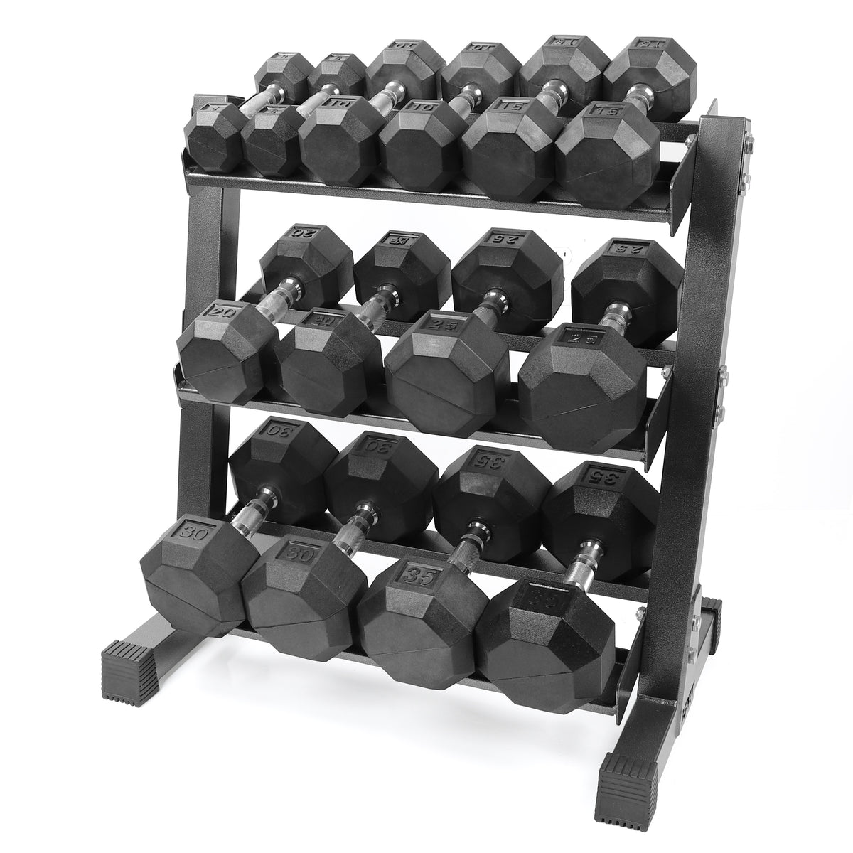 XPRT Fitness 3-Tier Dumbbell Rack Stand - 800 lbs Weight Capacity Storage Organizer with Protective Padding for Home Gym Equipment - XPRT Fitness