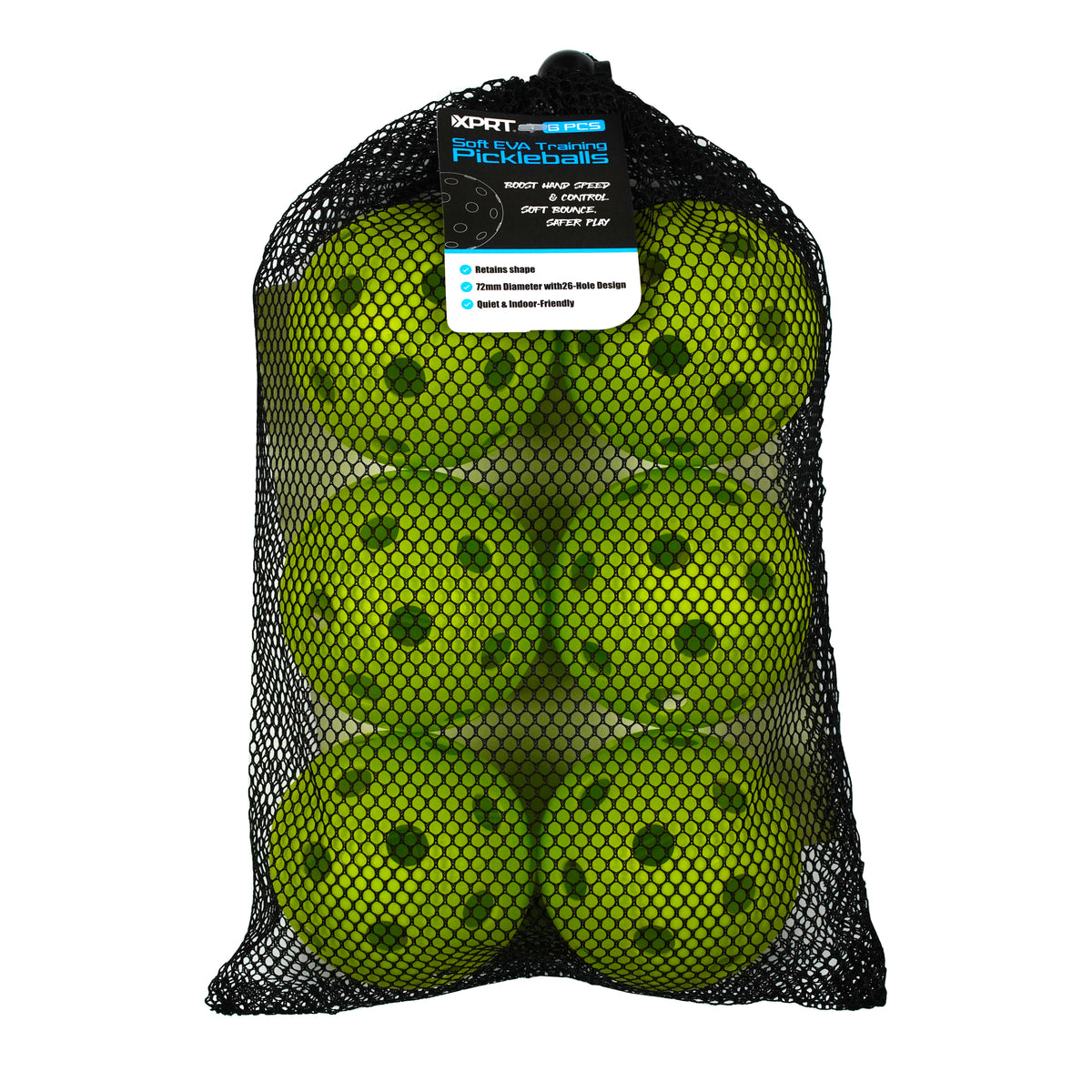 XPRT Fitness EVA Soft Training Pickleballs 6-Pack – Quiet Indoor Practice Balls, 72mm 26-Hole Design - XPRT Fitness