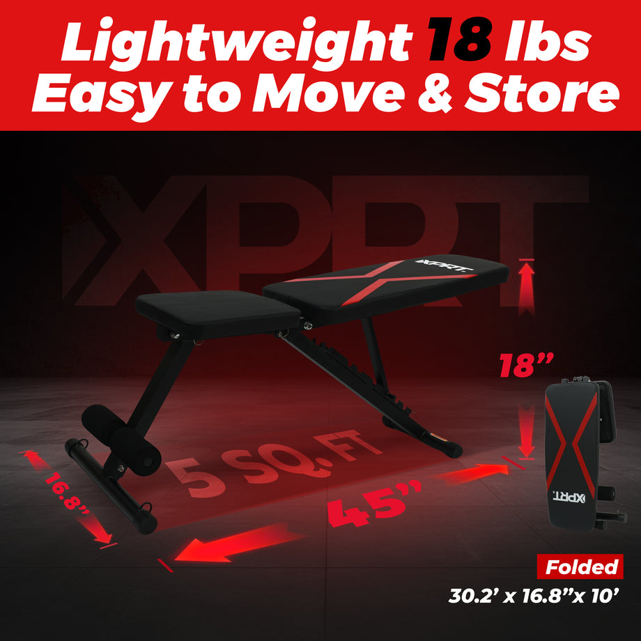XPRT Adjustable Weight Bench | 660LB Foldable Home Gym Bench with