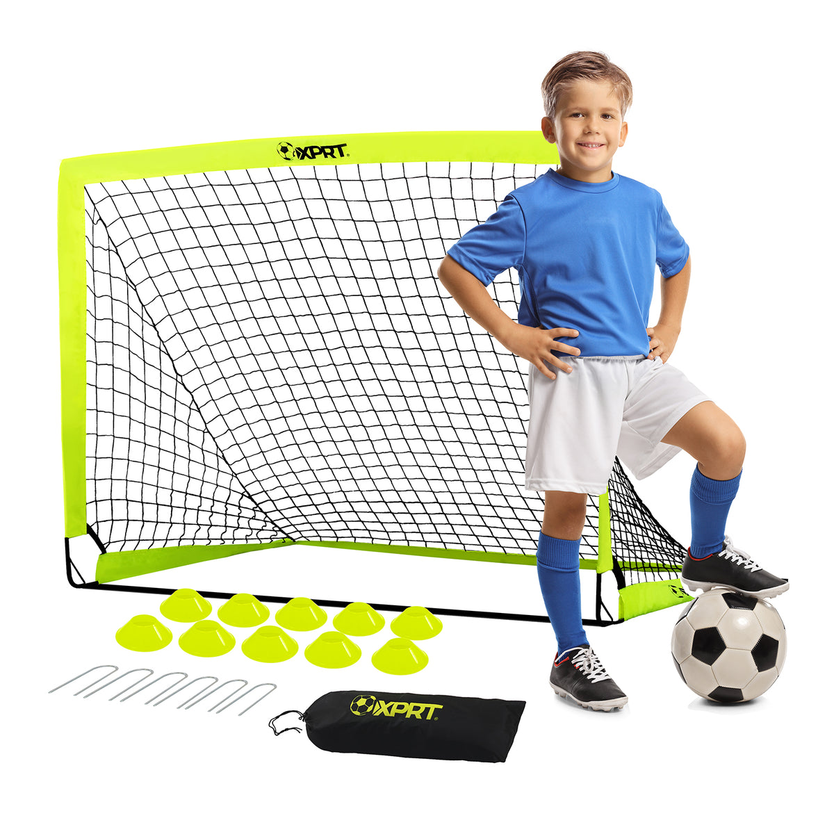 4ft x 3ft Youth Soccer Goal Training Set with Agility Cones - XPRT Fitness