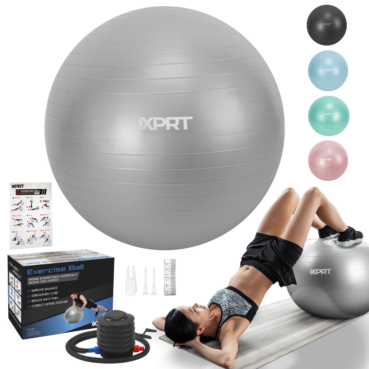 XPRT Fitness Exercise and Workout Ball, Yoga Ball Chair, Great for Fit