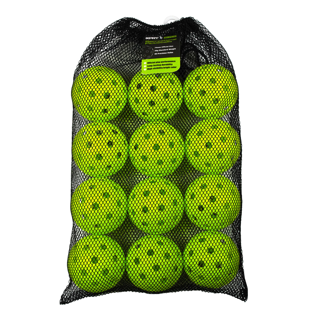 XPRT Fitness Recreational Pickleballs 12-Pack | 74mm Official Size, 40-Hole Design, Durable Outdoor Balls - XPRT Fitness