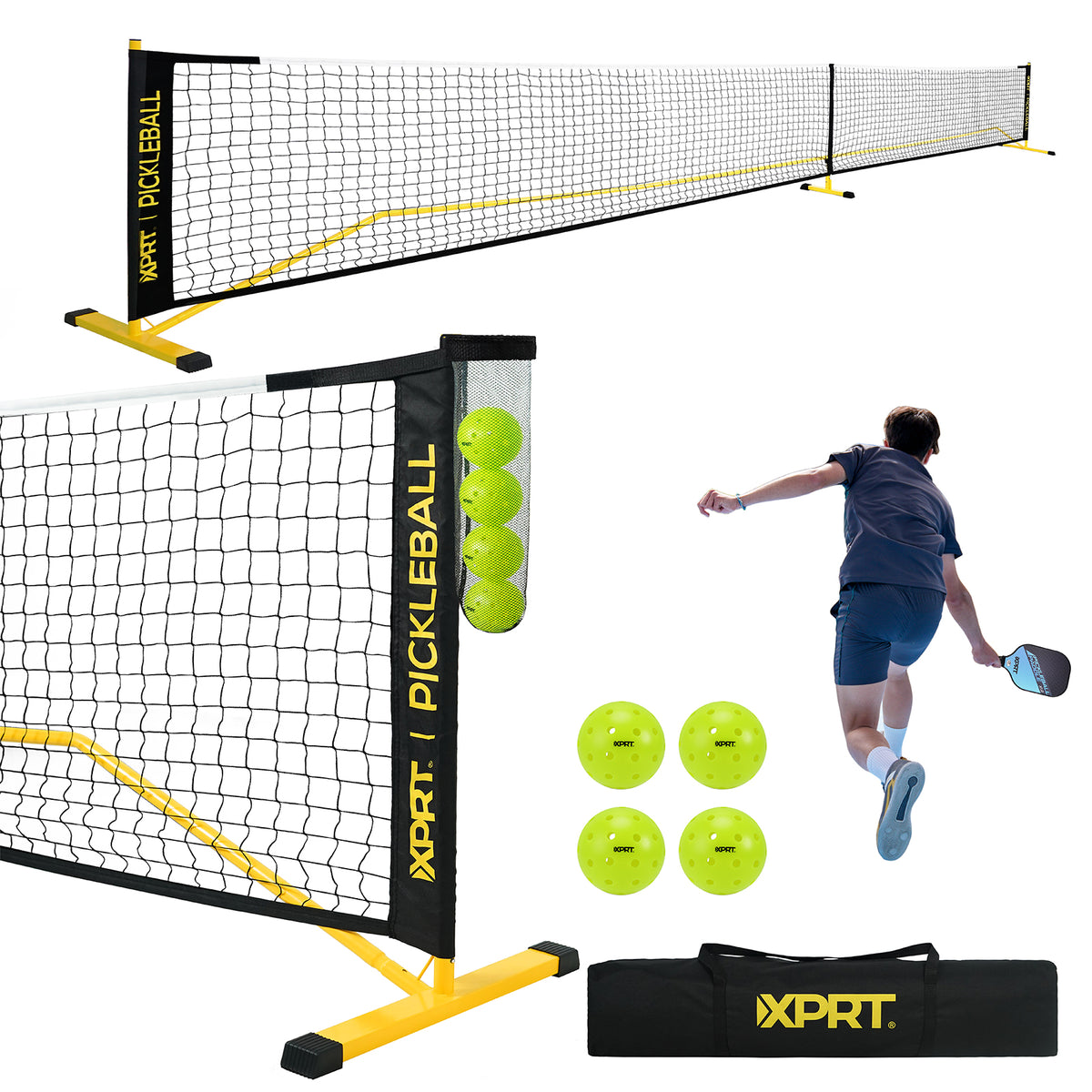XPRT Fitness USAPA Regulation Portable Pickleball Net System with 4 Balls - XPRT Fitness