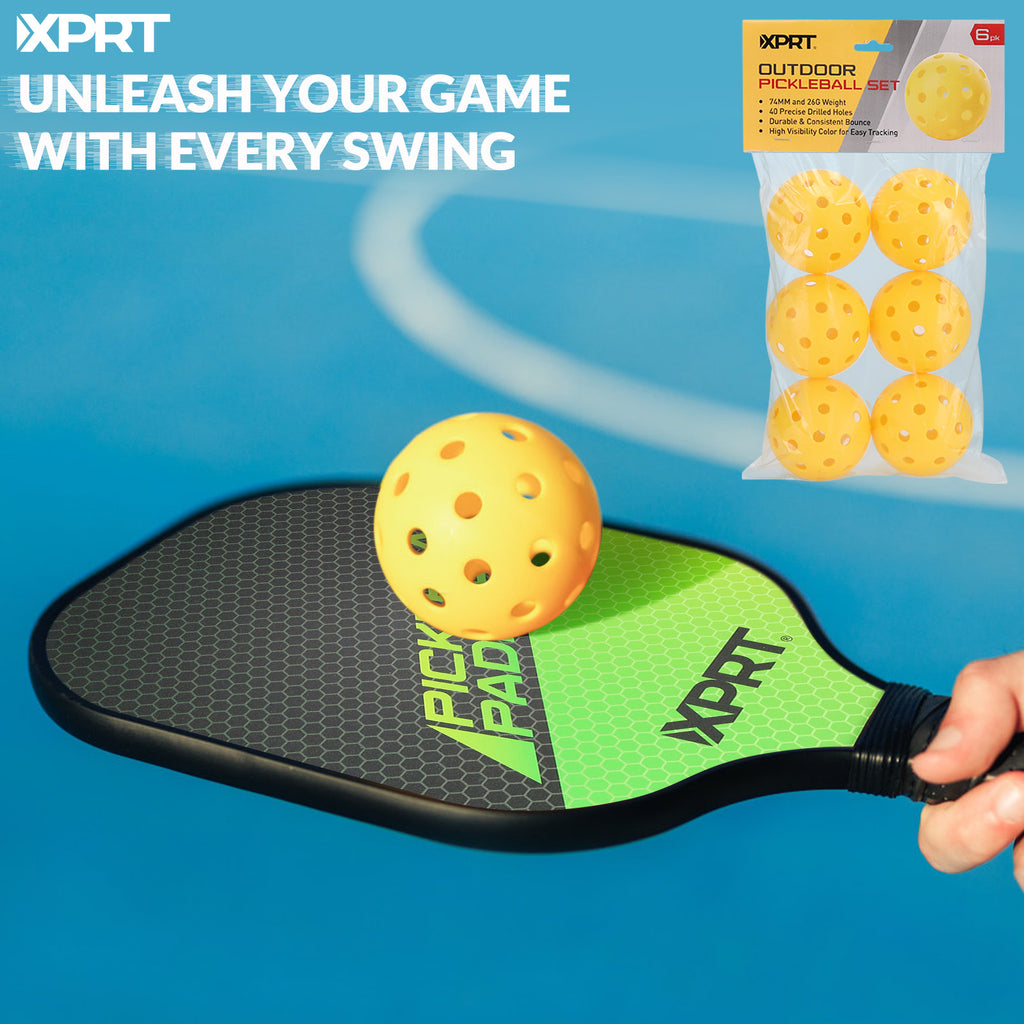 Outdoor Pickleball Balls 6-Pack | XPRT Fitness