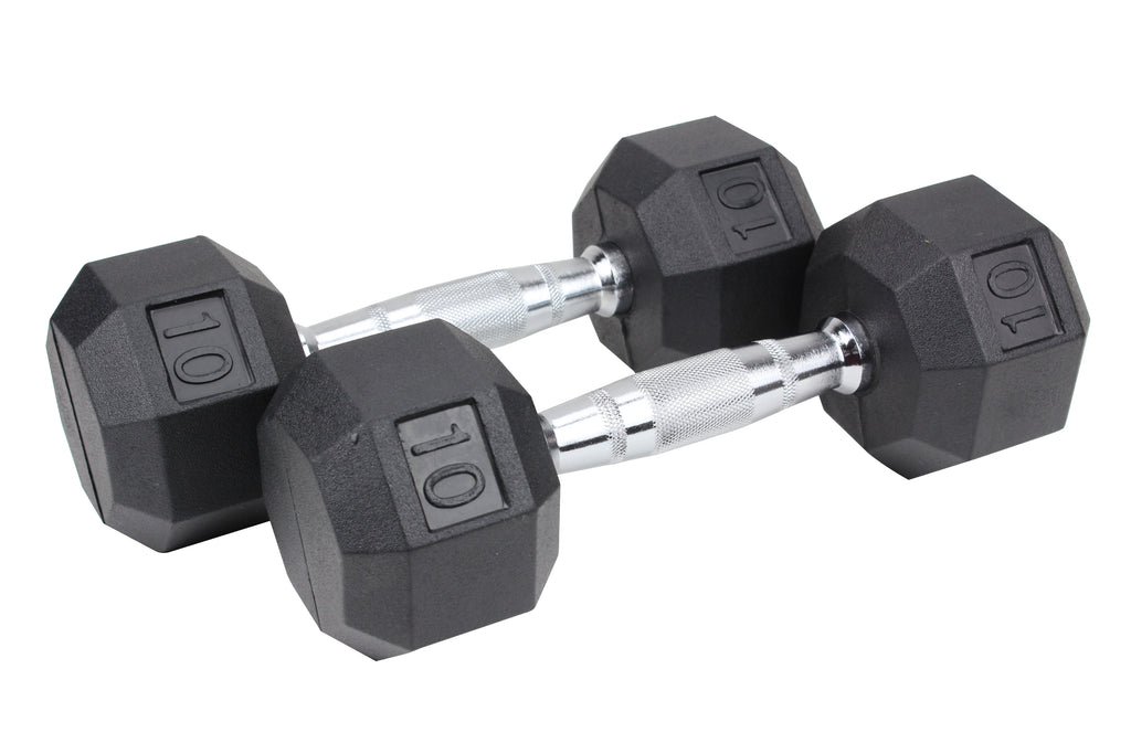 XPRT Fitness 150lbs. Rubber Hex Dumbbell Set with Storage Rack - XPRT Fitness