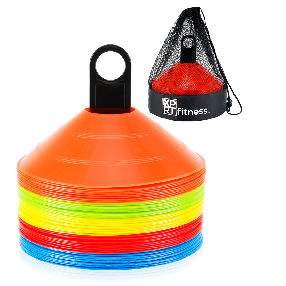 100-Piece Soccer Cones Set - Multicolor Sports Training Disc Cones With Carry Holder