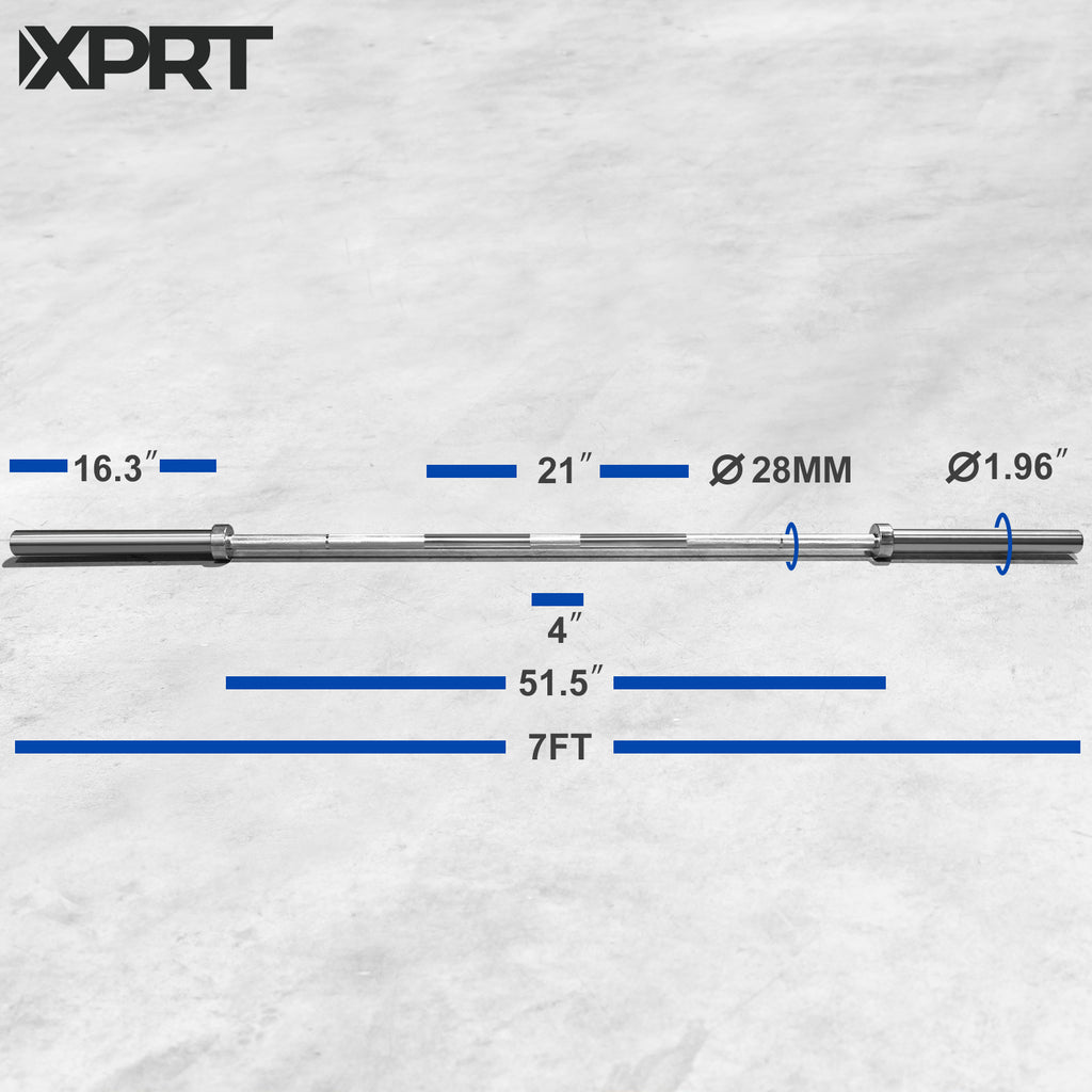 XPRT Fitness 7 FT Olympic Weightlifting Barbell With Collars, 700 lb Rating - XPRT Fitness