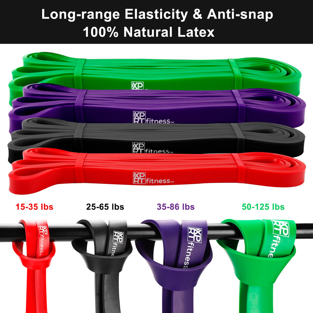 XPRT Fitness Resistance Bands Pull Up Assist Bands Stretching Powerlifting Set of 4 - XPRT Fitness