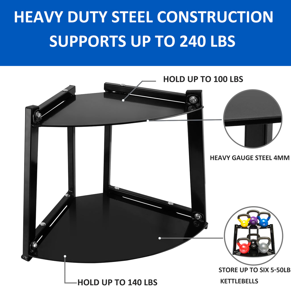 XPRT Fitness Heavy Duty Kettlebell Rack  Corner Storage Stand Sturdy Steel Frame - XPRT Fitness