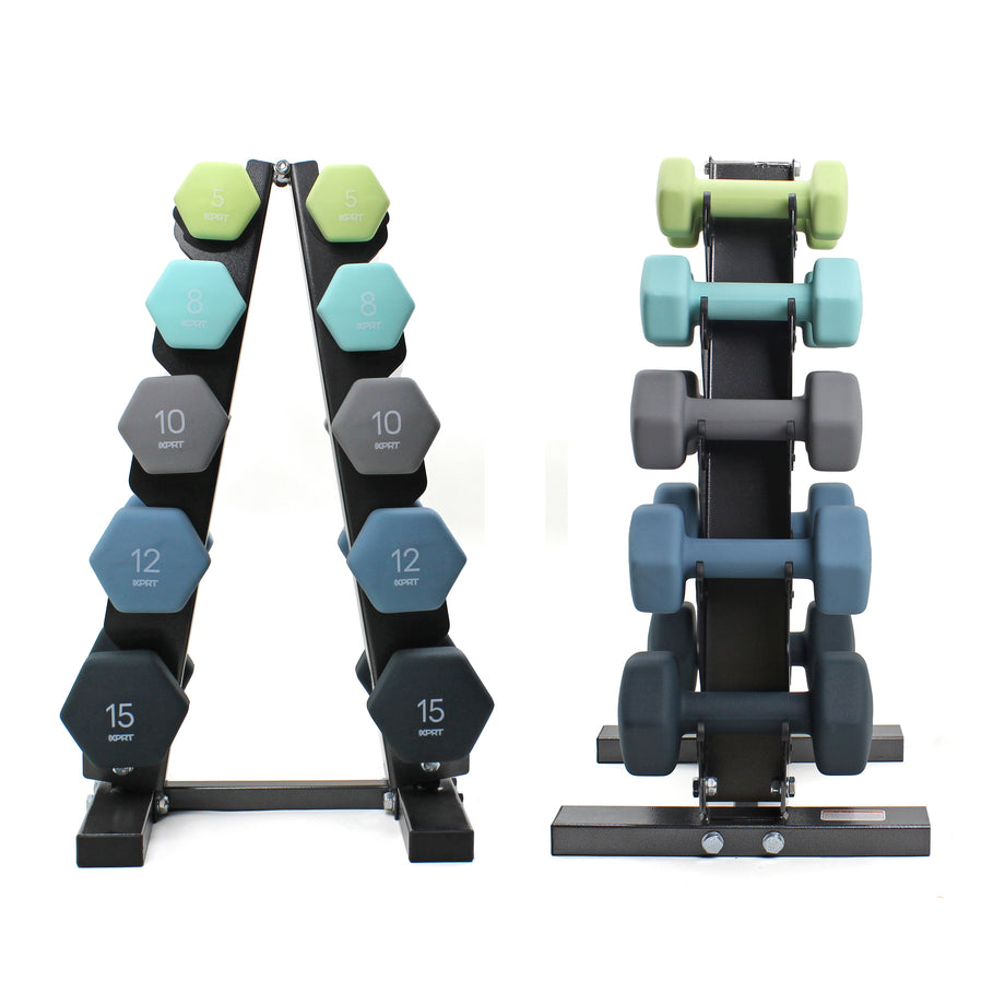 Xprt fitness 150lb dumbbell set with storage rack sale