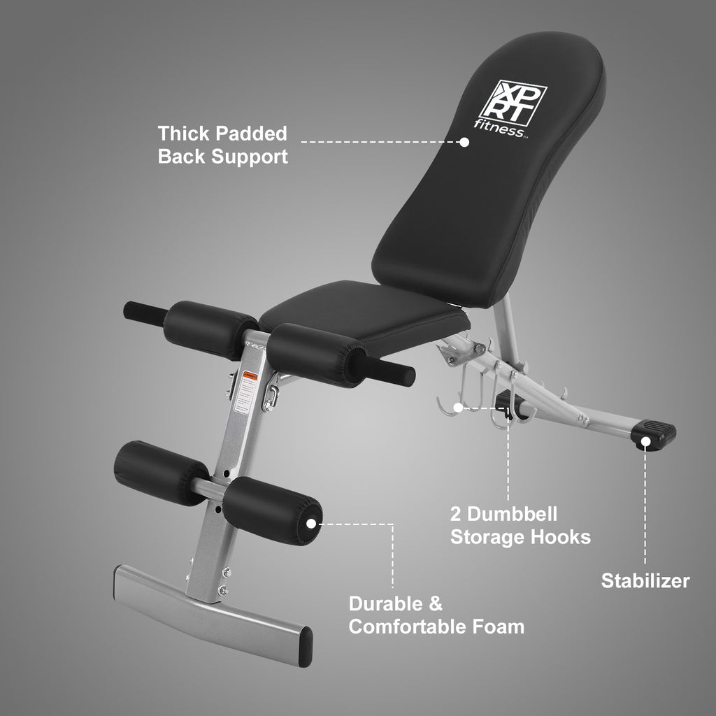 XPRT Fitness Utility Exercise Bench Flat/Upright/Decline/Flat/Incline - XPRT Fitness