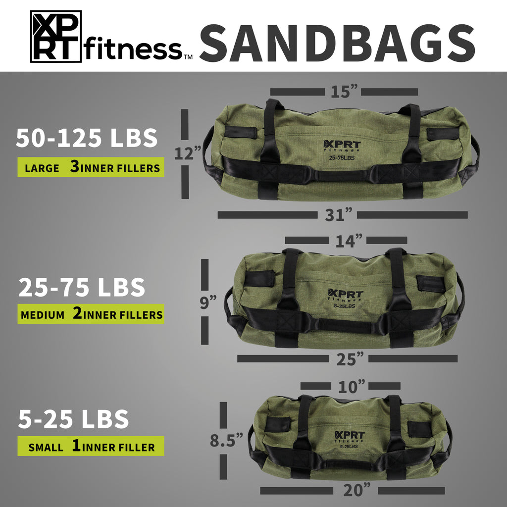 XPRT Fitness Workout Sandbag for Heavy Duty Workout Cross Training 7 Multi-positional Handles, Army Green - XPRT Fitness