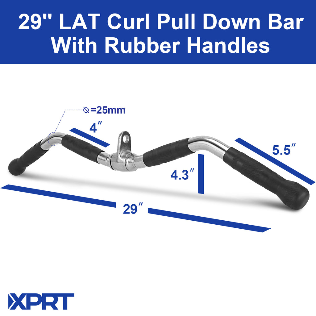XPRT Fitness 29’’ LAT Pulldown Attachments Curl Lat Pull Down Bar With Rubber Handles For Back Muscle Strength - XPRT Fitness