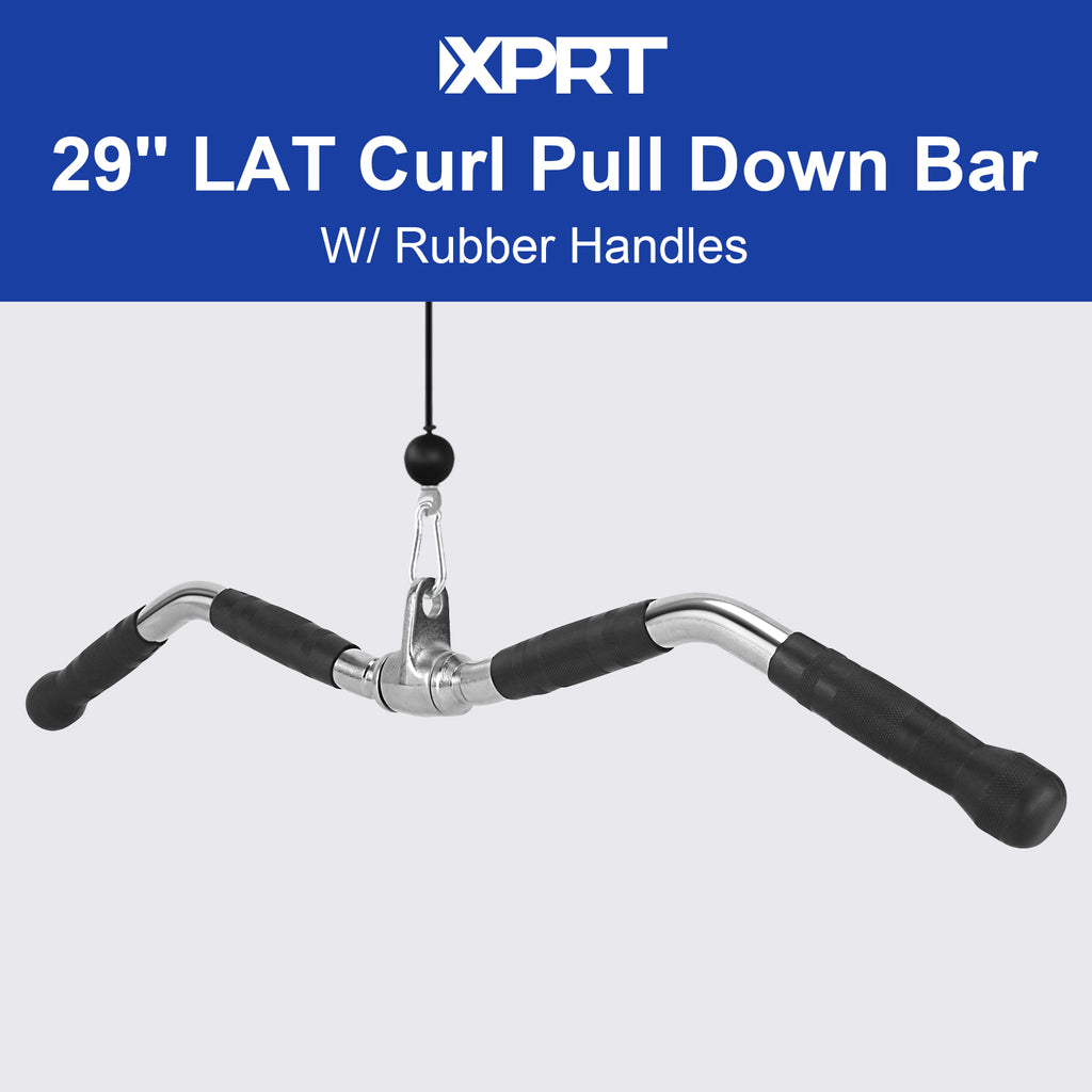 XPRT Fitness 29’’ LAT Pulldown Attachments Curl Lat Pull Down Bar With Rubber Handles For Back Muscle Strength - XPRT Fitness