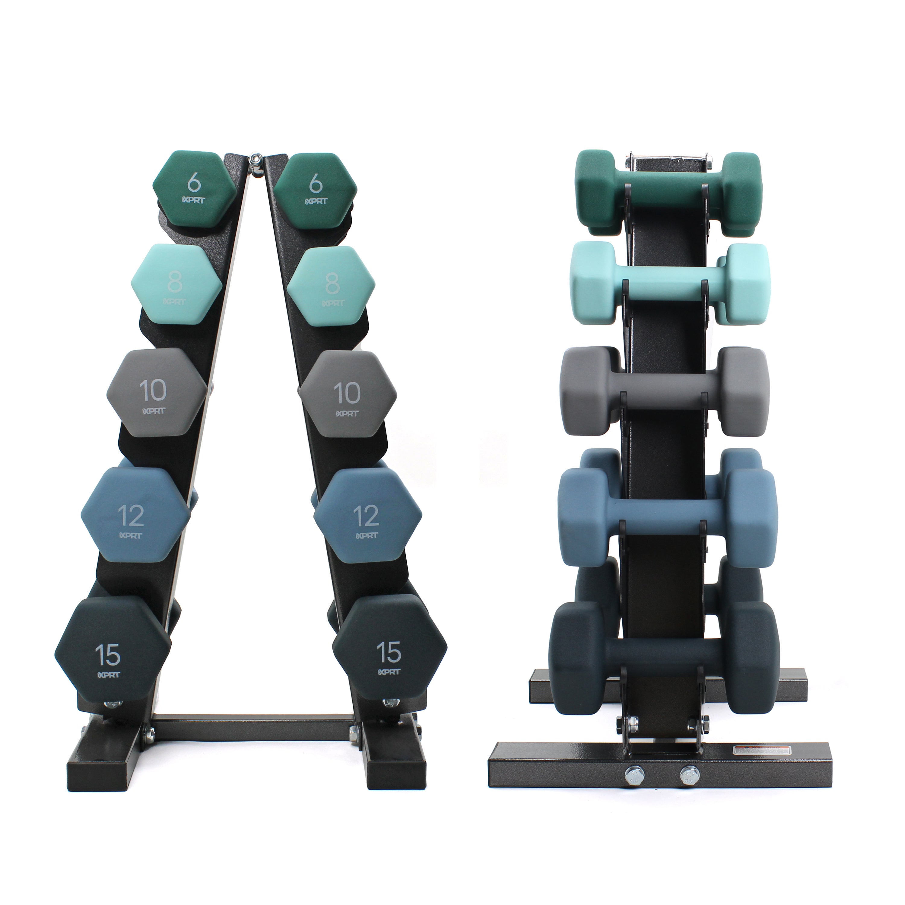 XPRT Fitness Neoprene Dumbbell 5 Sets with Storage Rack Stand for Home Gym