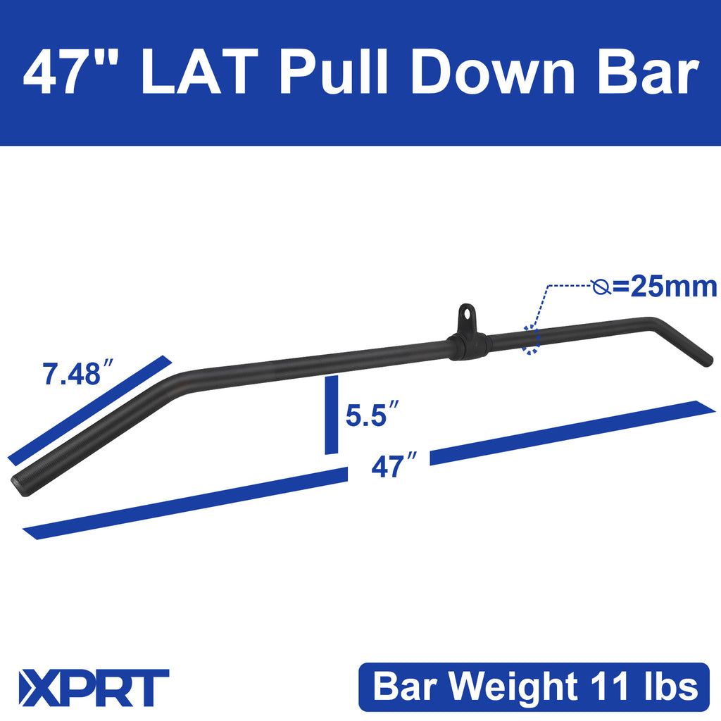 XPRT Fitness 47’’ LAT Pulldown Attachments Wide Grip Lat Pull Down Bar Textured Handle Back Muscle Strength Training - XPRT Fitness