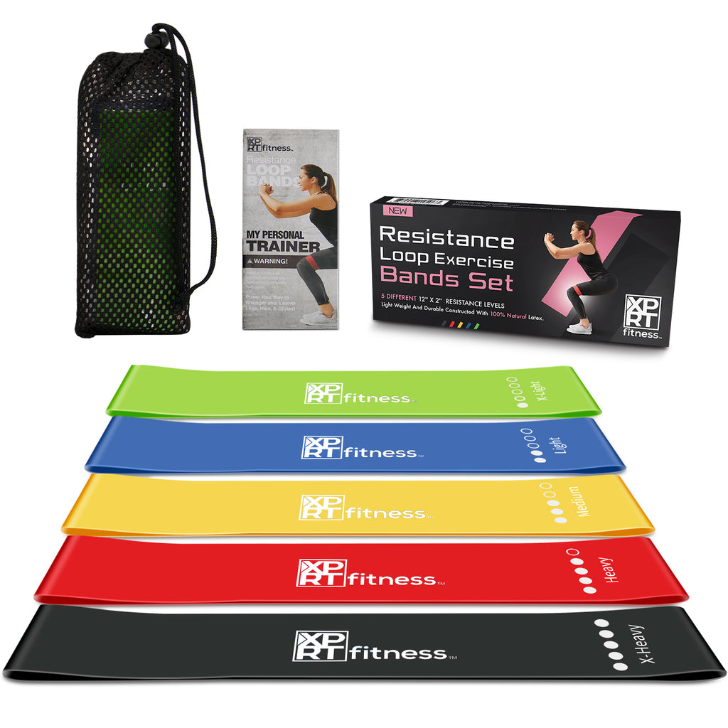 XPRT Fitness Resistance Loop Exercise Bands 5 pieces Set Strength Training Bands - XPRT Fitness