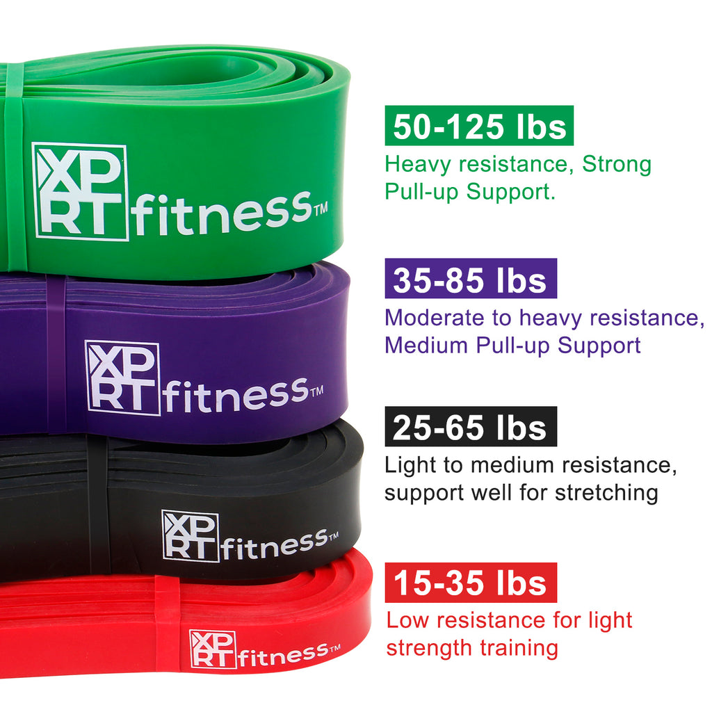 XPRT Fitness Resistance Bands Pull Up Assist Bands Stretching Powerlifting Set of 4 - XPRT Fitness