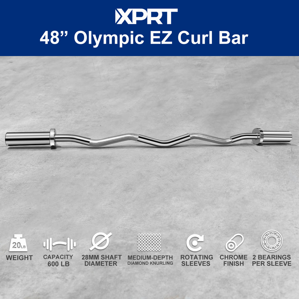 XPRT Fitness 47 Inch Olympic EZ Curl Barbell - XPRT Fitness