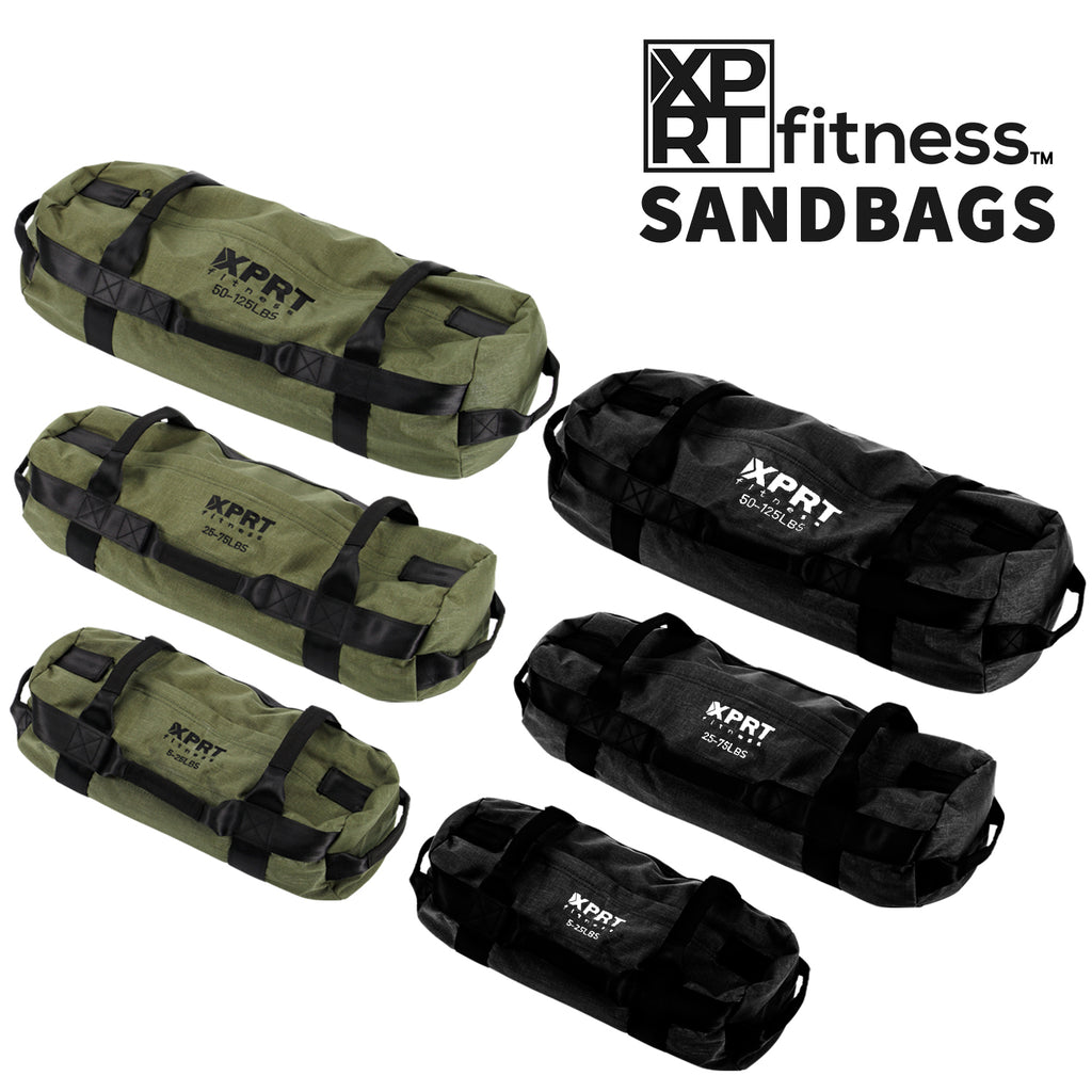 XPRT Fitness Workout Sandbag for Heavy Duty Workout Cross Training 7 Multi-positional Handles, Black - XPRT Fitness
