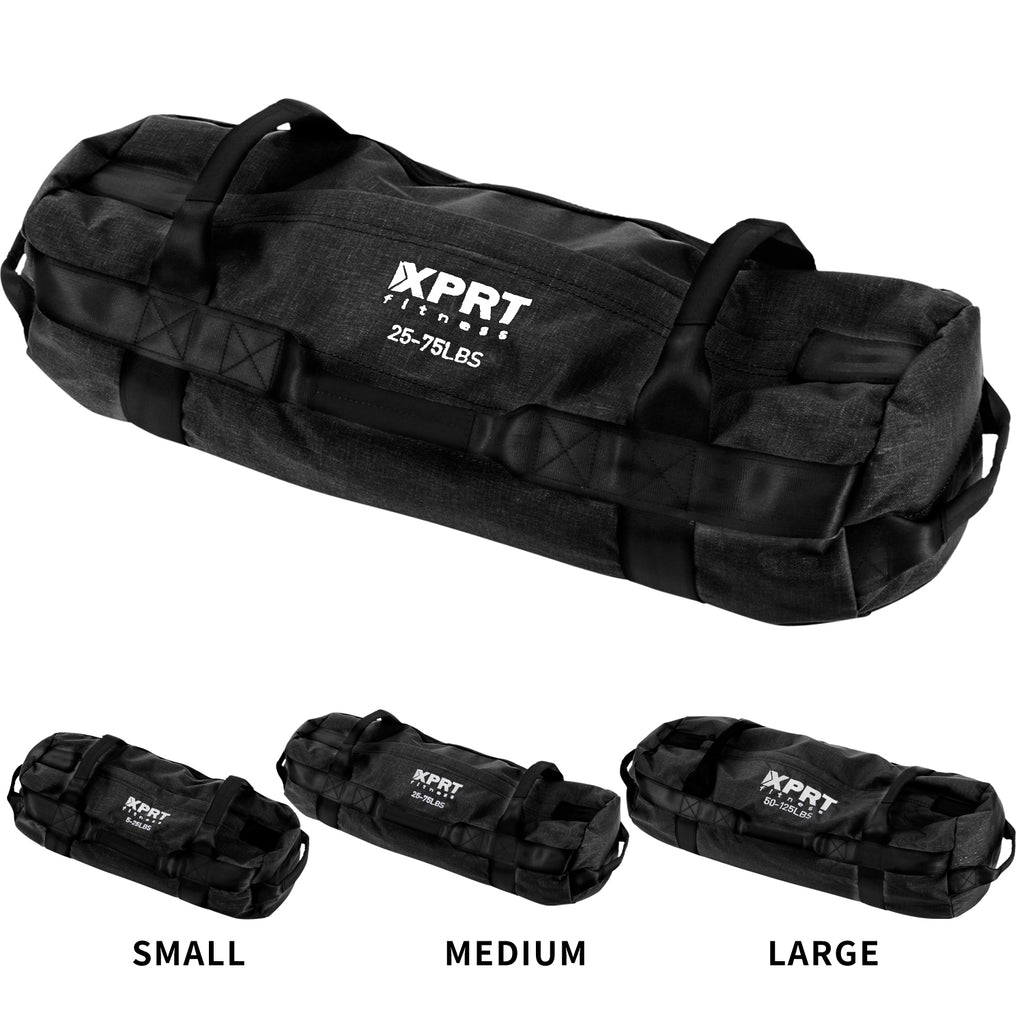 XPRT Fitness Workout Sandbag for Heavy Duty Workout Cross Training 7 Multi-positional Handles, Black - XPRT Fitness