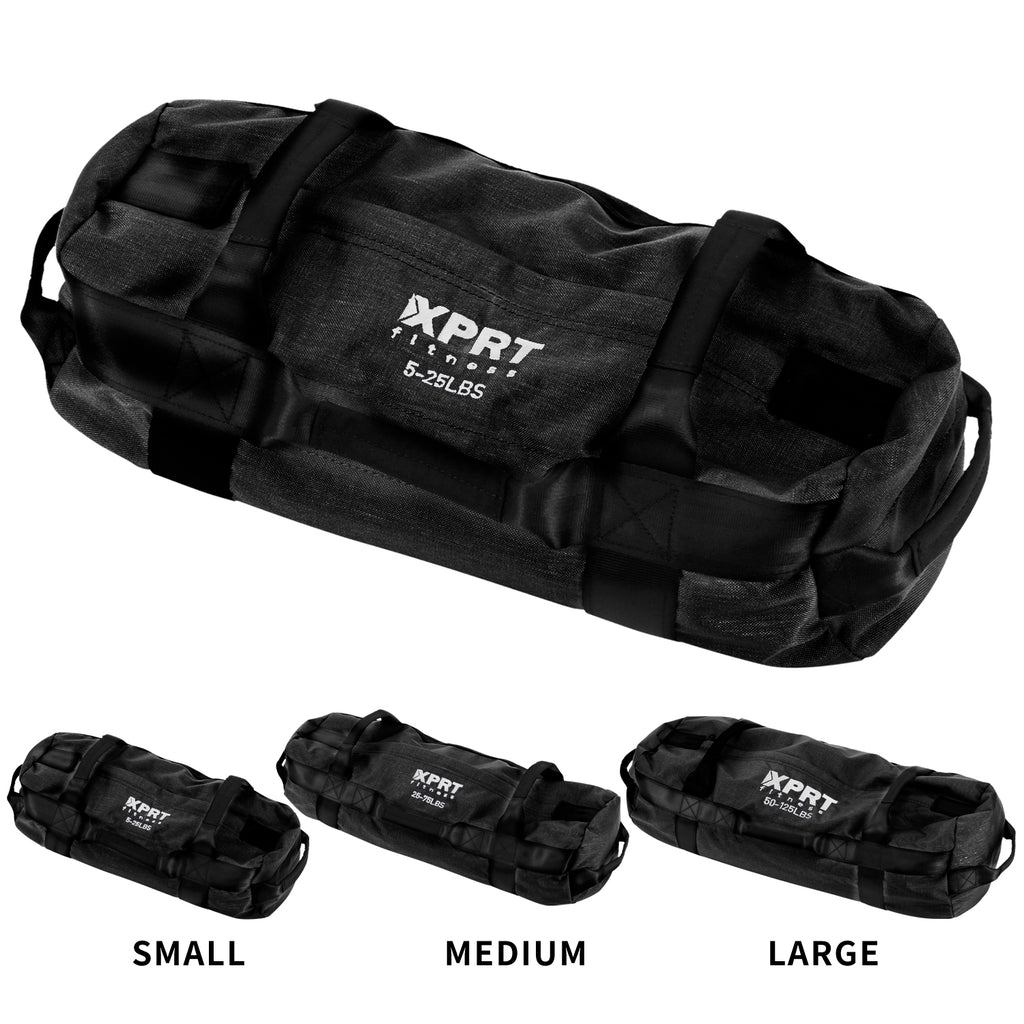 XPRT Fitness Workout Sandbag for Heavy Duty Workout Cross Training 7 Multi-positional Handles, Black - XPRT Fitness