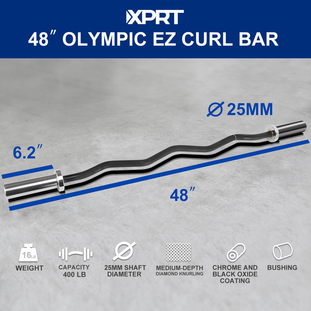 XPRT Fitness 48" Olympic EZ Curl Bar - XPRT Fitness