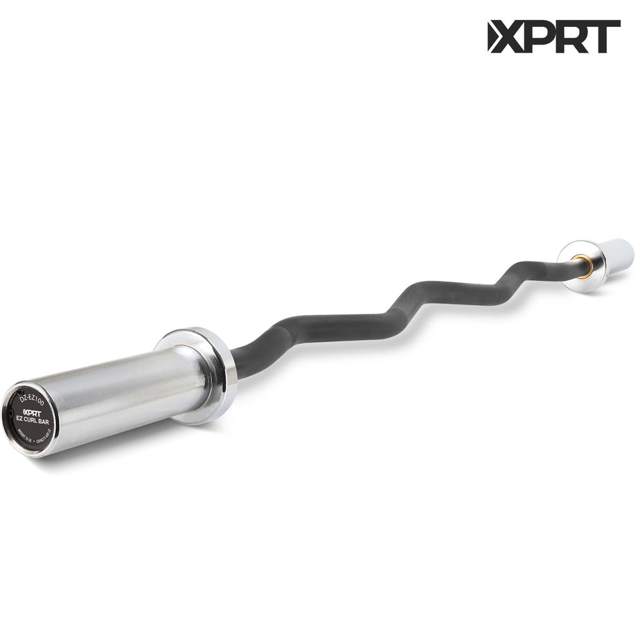 XPRT Fitness 48'' Olympic EZ Curl Bar | Black Oxide Chrome Barbell