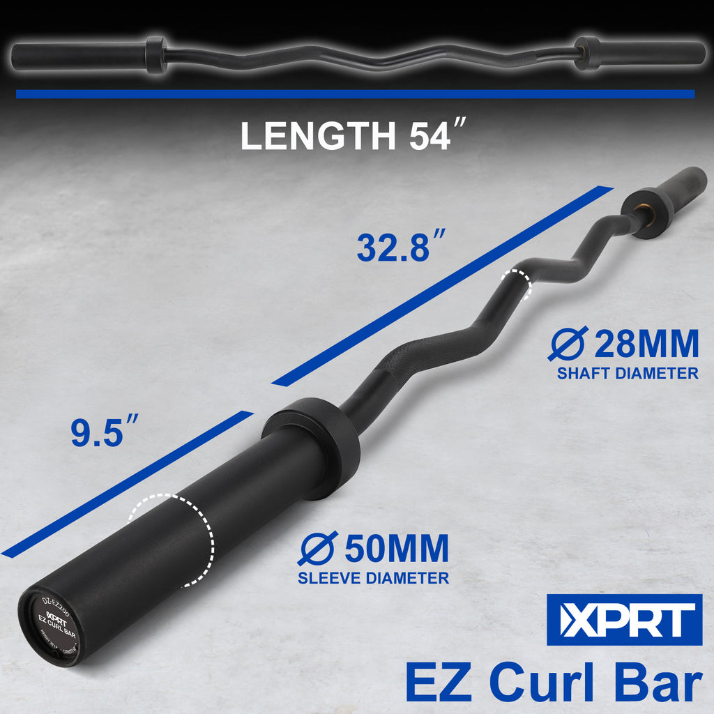 XPRT Fitness 54" Olympic EZ Curl Bar Black - XPRT Fitness