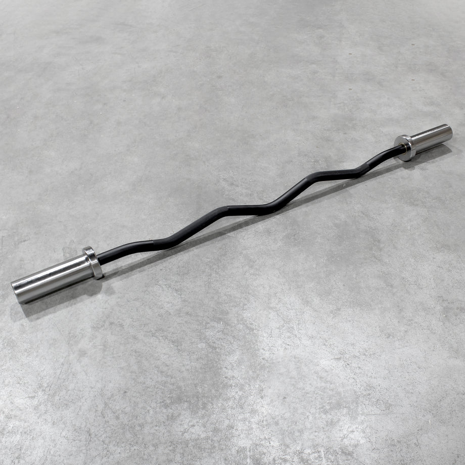 XPRT Fitness 48'' Olympic EZ Curl Bar | Black Oxide Chrome Barbell