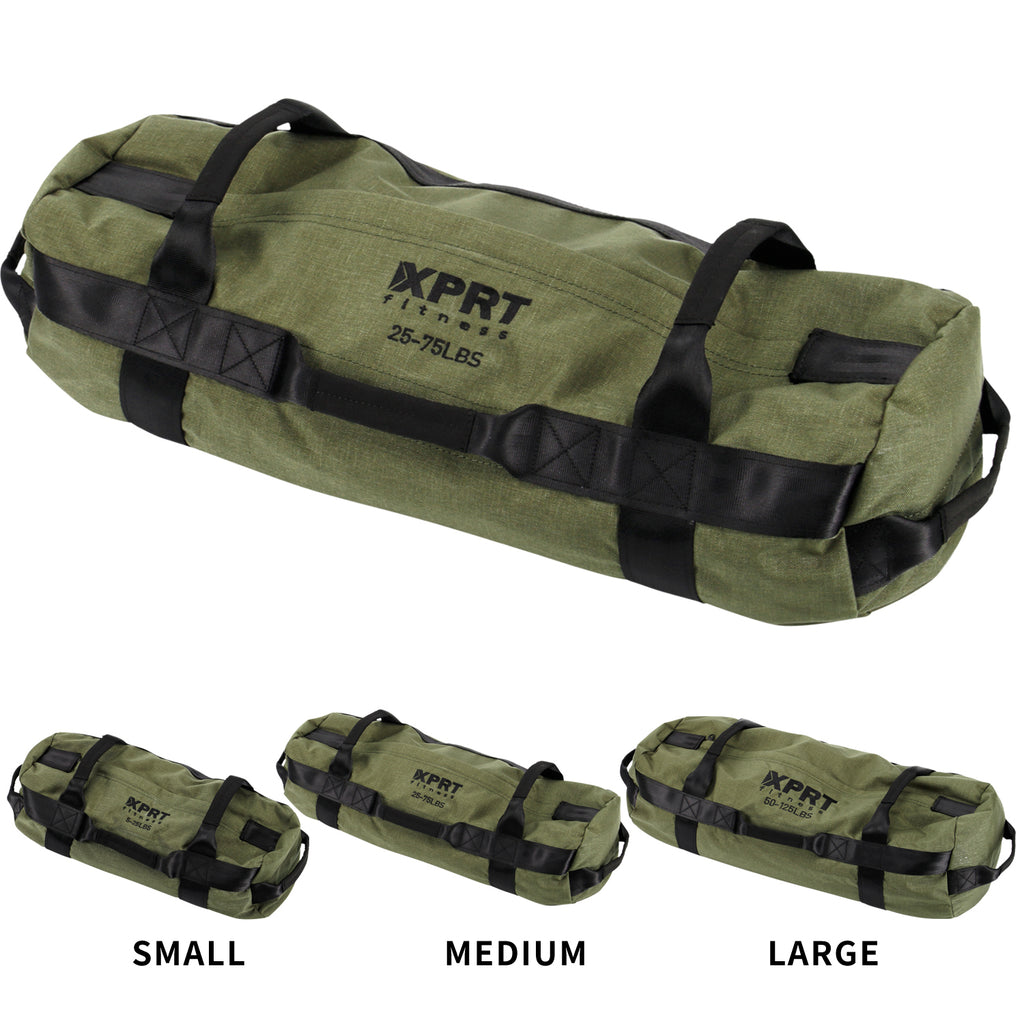 XPRT Fitness Workout Sandbag for Heavy Duty Workout Cross Training 7 Multi-positional Handles, Army Green - XPRT Fitness