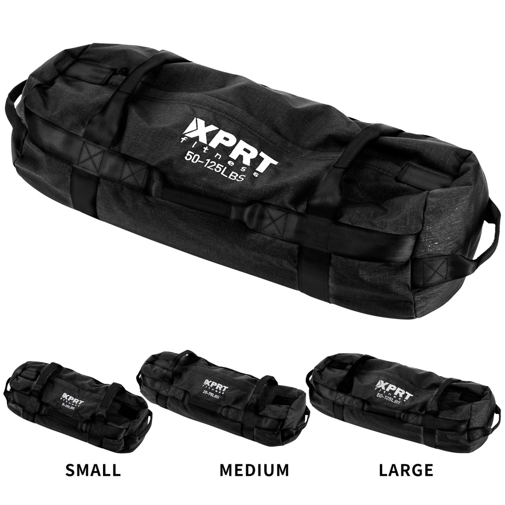 XPRT Fitness Workout Sandbag for Heavy Duty Workout Cross Training 7 Multi-positional Handles, Black - XPRT Fitness