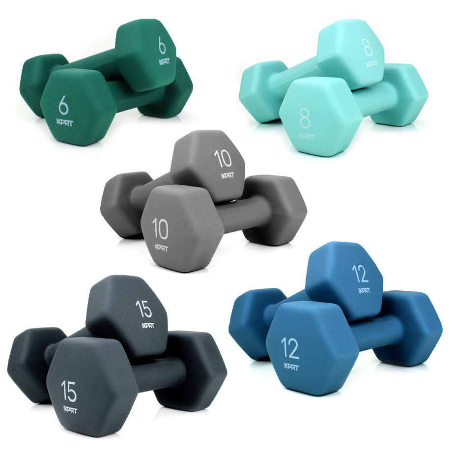 XPRT Fitness Neoprene Dumbbell 5 Sets with Storage Rack Stand for Home Gym