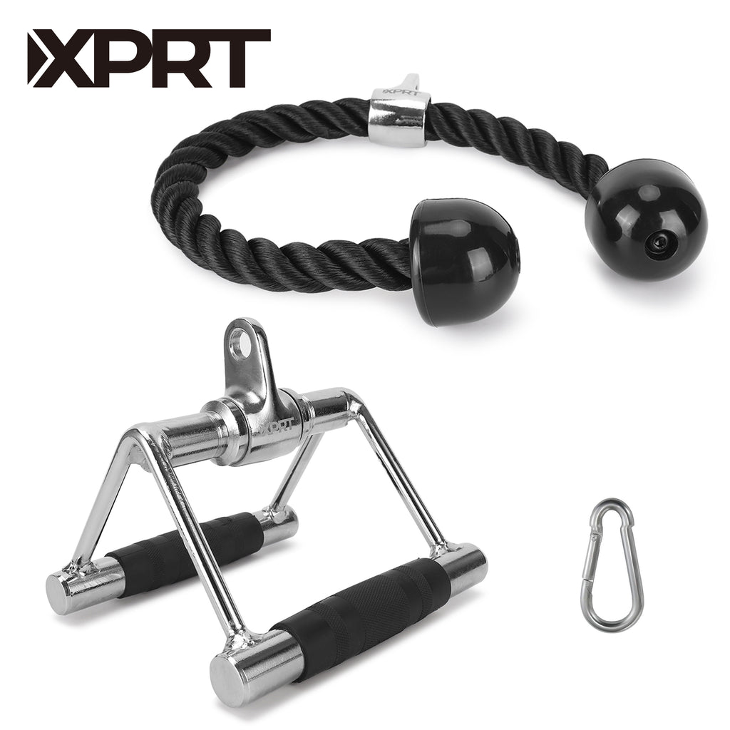 XPRT Fitness Cable Attachment Doulbe D Handle and 27'' Tricep Rope - XPRT Fitness