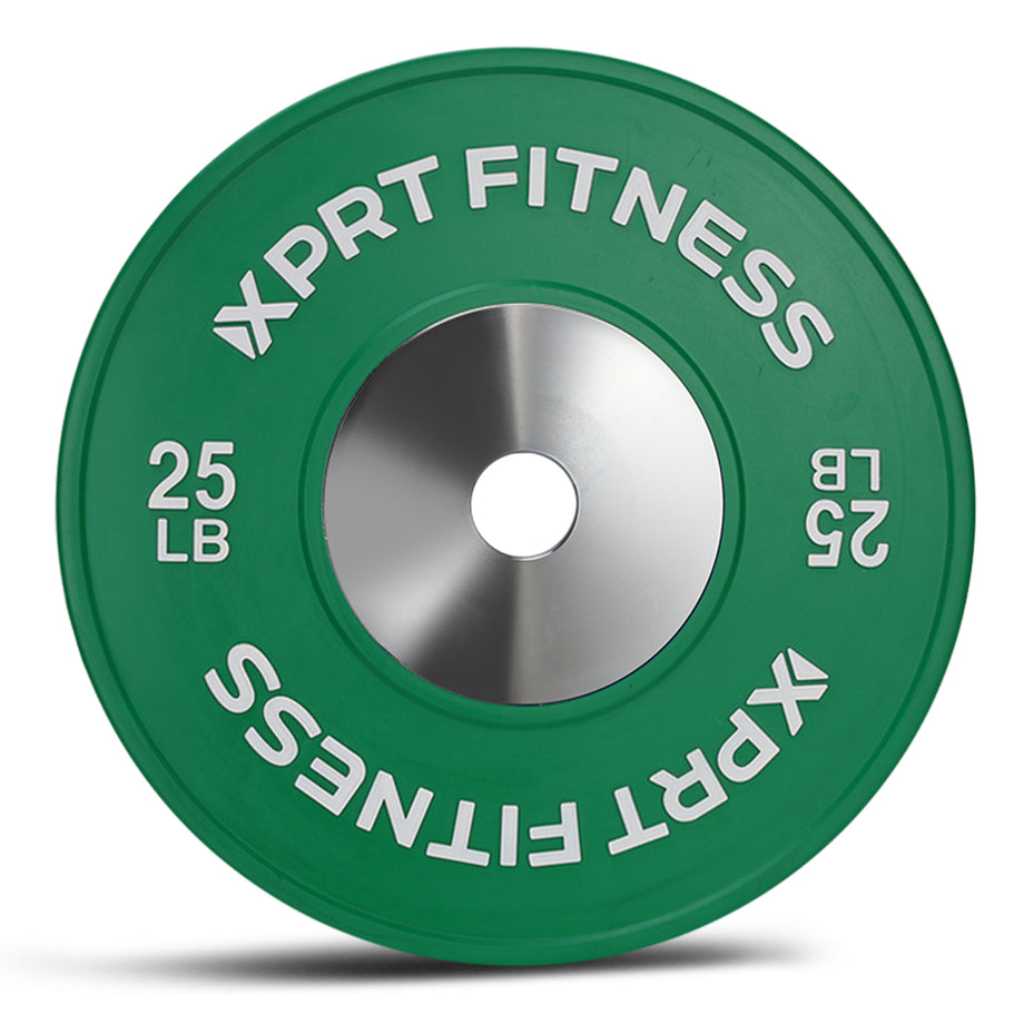 XPRT Fitness Competition Bumper Plates – IWF Standard Color-Coded Olympic Weight Plates with Steel Core Minimal Bounce