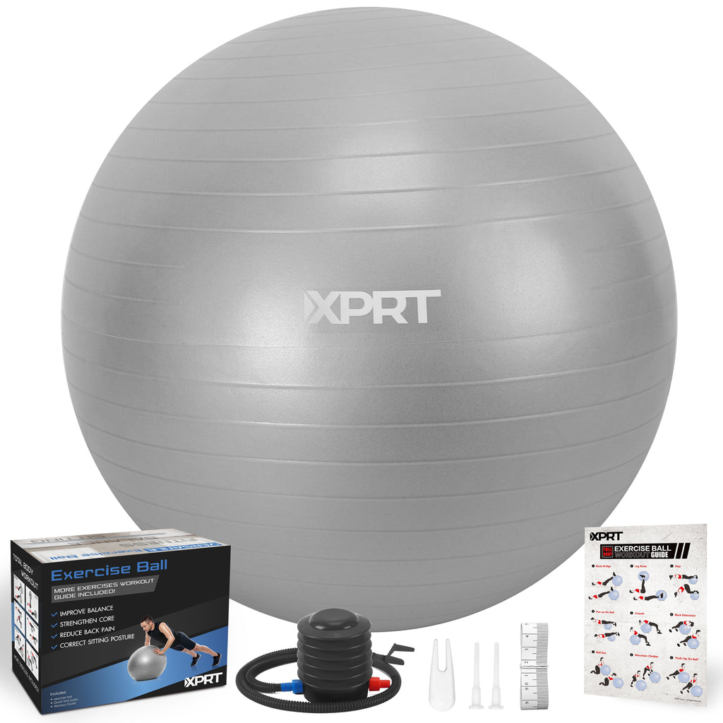 XPRT Fitness Exercise and Workout Ball, Yoga Ball Chair, Great for Fitness, Balance and Stability Extra-Thick with Quick Pump - XPRT Fitness