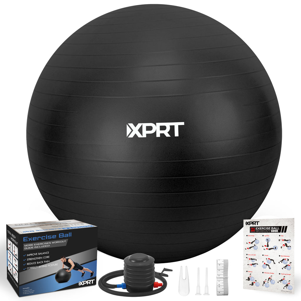 XPRT Fitness Exercise and Workout Ball, Yoga Ball Chair, Great for Fitness, Balance and Stability Extra-Thick with Quick Pump - XPRT Fitness