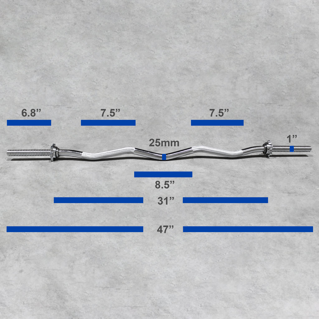 XPRT Fitness 47 Inch Standard Solid EZ Curl Barbell Bar - XPRT Fitness