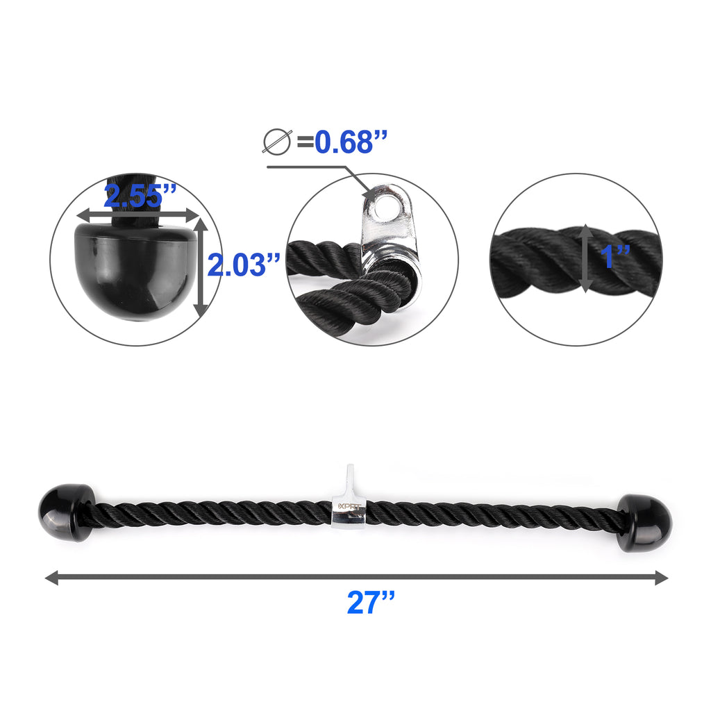 XPRT Fitness Cable Attachment Set of 5, D Handle, V Handle with Rotation, Rotating Bar, Tricep Rope, V-Shaped Bar - XPRT Fitness